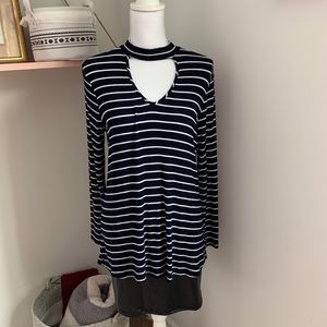Cha Cha Vente Striped Choker Long Sleeve Top